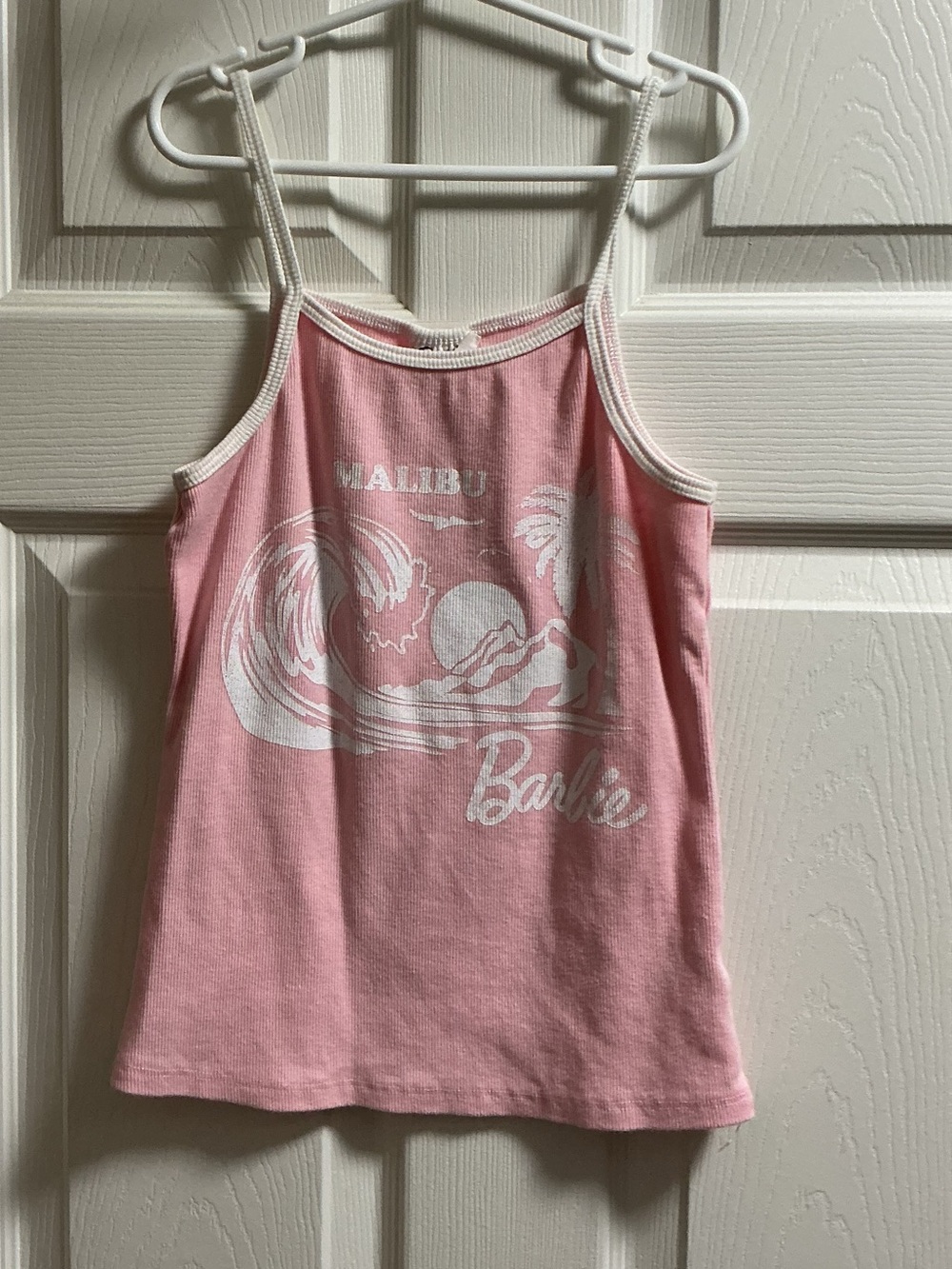 Barbie Pink Malibu Graphic Tank Top with White Trim
